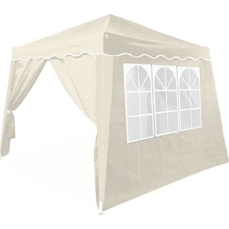 Deuba Capri Tonnelle Pliable 3 x 3 m 9m2 Pop Up Pavillon de Jardin avec 4 parois latérales enroulables étanches 6 fenêtres circulaires Crème (1/5)