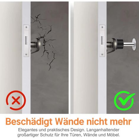 YMYNY 1 Stück 80 mm Wandtürstopper, Edelstahlgriff-Wandschutz mit Gummipuffer, selbstklebender Wandtürstopper zur Wandmontage und zum Türschutz (Silber-1) (1/4)