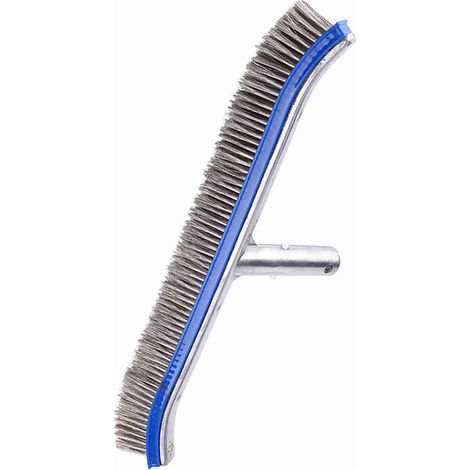 Poolbürste – Stahlborsten – Reinigung von Boden und Wänden – Für Whirlpool, Teich, Badewanne – Grau – 44 x 16 cm (1/5)