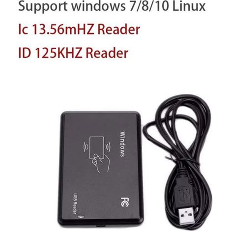 Lecteur de Cartes RFID Double Fréquence 125 KHz/13,56 MHz avec Interface USB et Programmateur NFC (1/5)