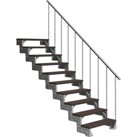 Dolle Außentreppe Gardentop 180-220cm Geschosshöhe mit Trimax dunkelbraun 80cm breit mit Geländer