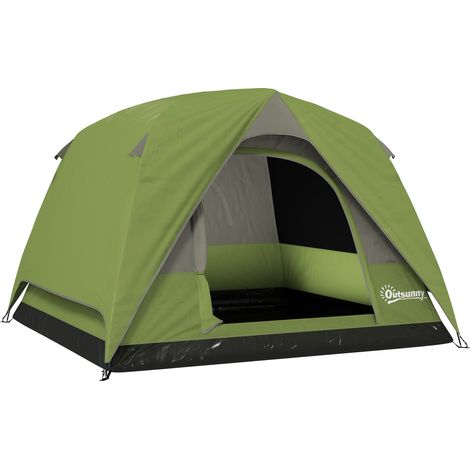 Tente de camping imperméable pour 3 personnes avec poche, 2x2x1, 35m, verte, crochet et sac pour lanterne
