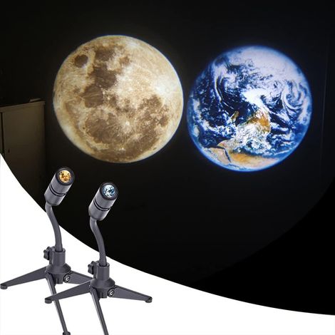 Projecteur Lune 2 en 1, lampe de projection Lune/Terre, rechargeable par USB, veilleuse LED rotative à 360°, décoration de chambre style années 2000