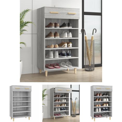 Schuhschrank Holz - vidaXL Schuhschrank Grau Sonoma 60x35x105 cm Holzwerkstoff - Schuhschrank Grau (1/5)