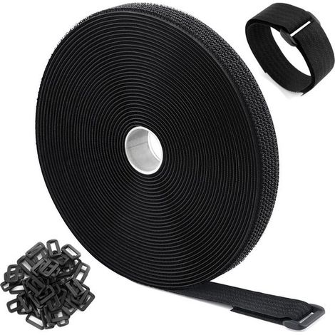 Dailygoods,Klettband 10 m x 2,5 cm,Selbstklebendes Klettband,Kabelbinder mit Klettverschluss,Wiederverschließbares Klettband (1/5)
