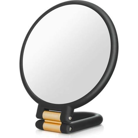 Double Face Miroir Grossissant 15X/1X, Miroir à Main avec Poignée Pliable, Miroir de Voyage Essentiel, Miroir Maquillage pour Makeup Soins de la Peau, Excellent Cadeau pour Fille (1/4)