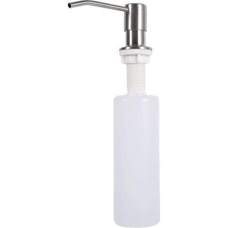 Bardusch-Distributeur évier acier inoxydable 300 ml rechargeable, compatible trous standards 25 à 36 mm, pour gel douche ou savon (1/5)