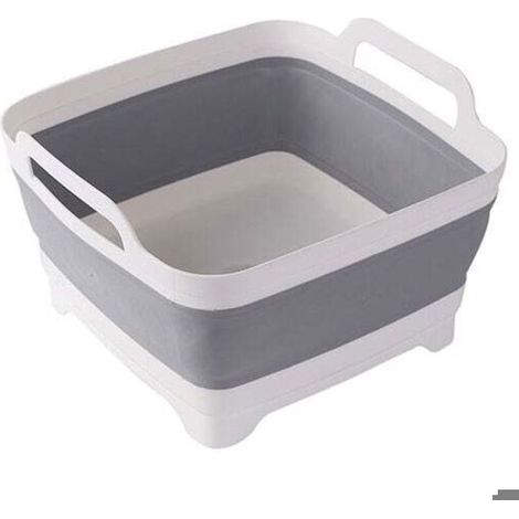 Évier pliable avec bouchon de vidange et poignées de transport, grande capacité de 9 L, pour camping-car, pour légumes, fruits (1/4)