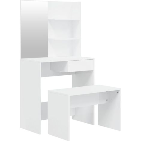 Coiffeuse table de maquillage design meuble mobilier de chambre blanc brillant 74,5 x 40 x 141 cm