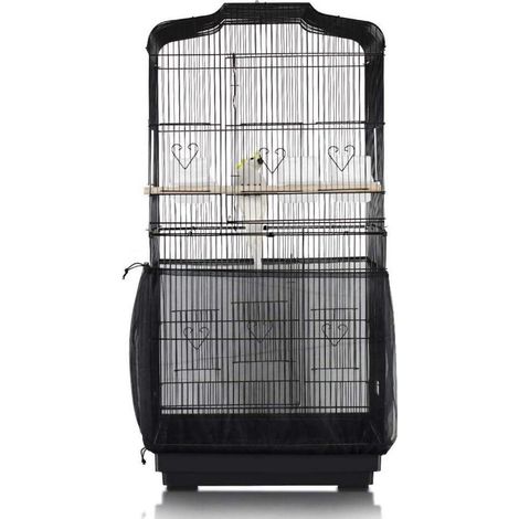 Vogelkäfig Netz Abdeckung Verstellbarer Samenfänger Papageien Schwarz 200cm (1/5)