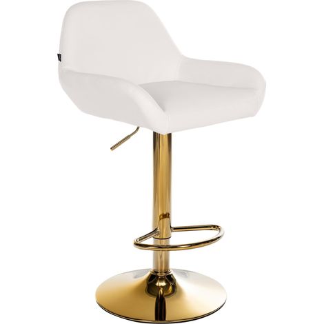Sgabello da bar x1 con poggiapiedi e schienale basso design moderno seduta in PVC bianco struttura in metallo dorato 100006150