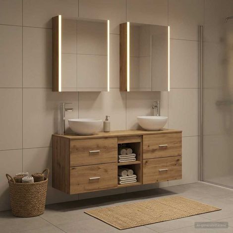 vidaXL Juego de Muebles de Baño 5 uds. Roble artisan (1/5)