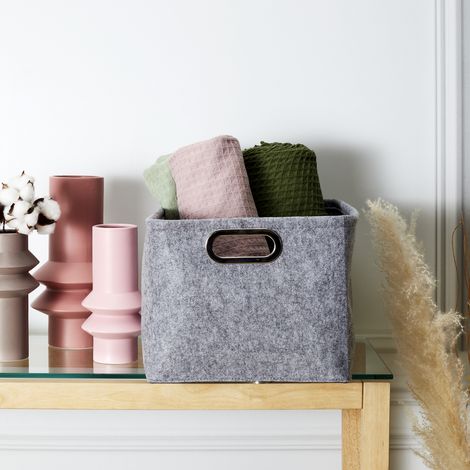 Panier de Rangement - HOME DECO FACTORY - Carré - Ansés en Métal - Gris (1/5)