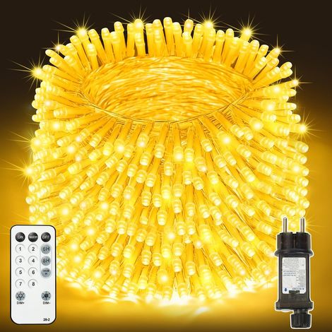 Guirlande Lumineuse Sapin de Noel - 50m 500 LED Guirlande Lumineuse Exterieure, avec 8 Modes/Minuterie/Télécommande/étanche IP44, pour Intérieur/Chambre/Fête/Maison Decoration(Blanc Chaud (1/5)
