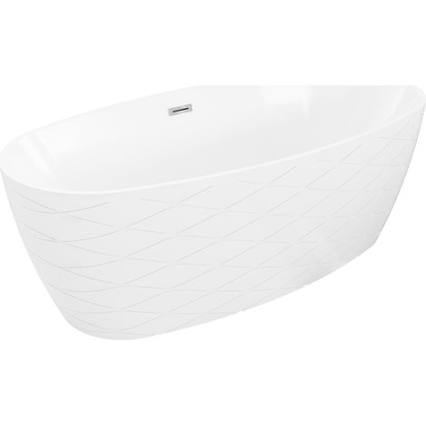 Mexen Olea freistehende gerillte Badewanne 170 x 80 cm, weiß, Überlauf Chrom - 52821708000-01 (1/5)