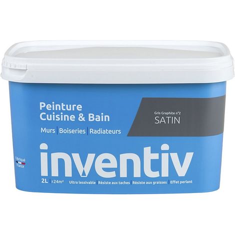 Peinture Cuisine & Bain Gris Graphite Satin 2L - INVENTIV