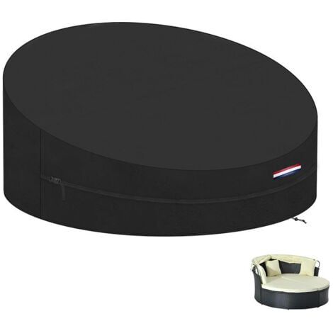 Housse de Protection Canapé-lit Rond Jardin Imperméable Couverture de Lit de Jardin Rond Housse pour Lit de Jardin avec Manipuler Tissu Oxford Housse Lit de Jardin Ronde Ø190x90/50cm (1/4)