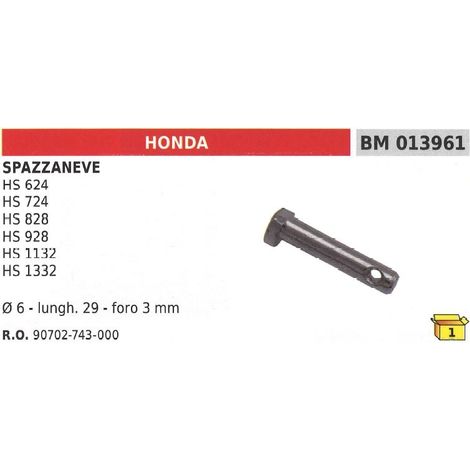 Perno spinotto di sicurezza ø 6mm L 29mm foro 3mm spazzaneve HONDA HS 624 HS 724