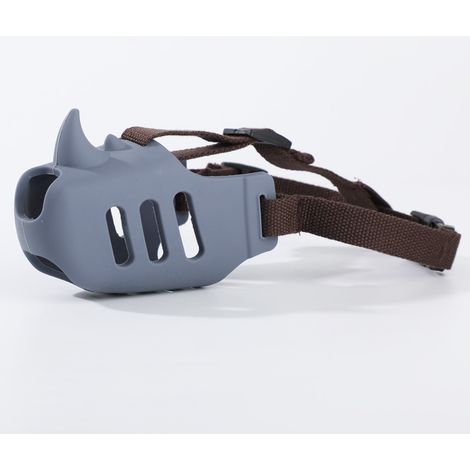 Muselière anti-morsure pour chiens - Muselière souple avec sangle réglable - Matière en silicone respirante - Convient aux chiens de petite et moyenne taille (Gris) (1/3)