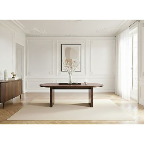 BOBOCHIC - Table à manger ovale 220 cm PABLO placage noyer Marron foncé (1/5)