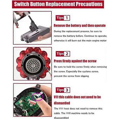Lot de 2 Boutons de Déclenchement Renforcés pour Dyson V10 V11, Livrés avec Tournevis, Pièces de Rechange (1/5)