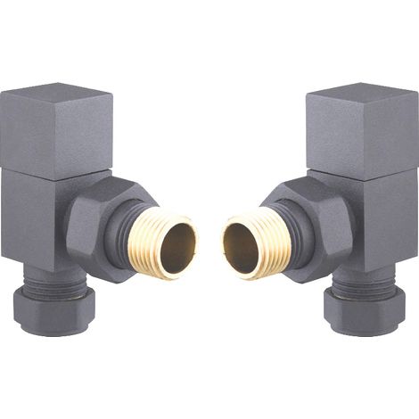 Heatwave Square Basalt Grey Angled Radiator Valves Pair