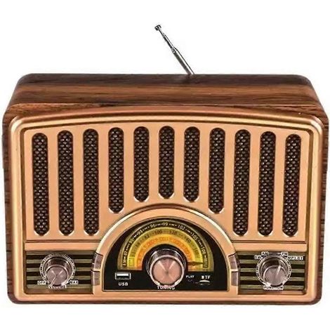 Radio multibande R-1928BT avec haut-parleur Bluetooth MP3, batterie rechargeable et lampe pour la maison et le bureau, couleur kaki/jaune, prise européenne. (1/5)