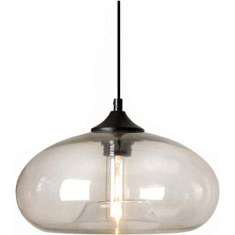 Industrial Vintage Colorful Glass Pendant Light Retro Loft Bar E27 Ceiling Hanging Lamp Kitchen Dining Room Bedroom Chandelier 28cm (Clear) [Energy Class B]