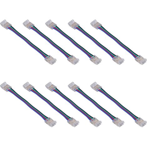 Kit de 10 connecteurs pour ruban LED 4 broches 10 mm, connexion rapide, forte compatibilité, accessoires pour ruban LED