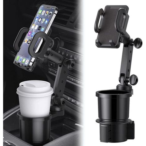Universal Car Phone Holder, Car Accessory with 2-in-1 Multifunctional Extendable Cup Holder with 360° Rotation (1/5)