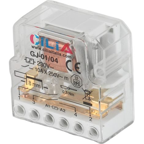 Télérupteur Encastrable CILIA 230V 10A Relais à Impulsions 4 Séquences, 2 Contacts NO Compatible Type Finder 26.04 Pour Commande d'Éclairage et Domotique