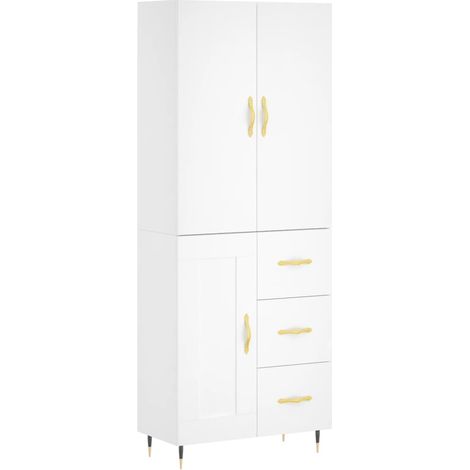 Credenza cassettiera mobile contenitore organizer cucina soggiorno salotto alto 695 x 34 x 180 cm legno ingegnerizzato bianco 020032604