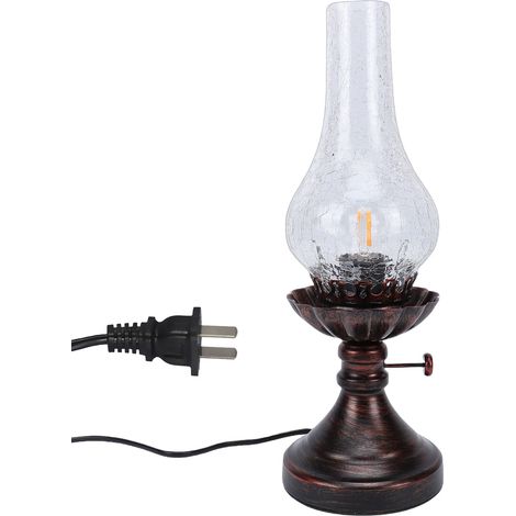 Lampe de table vintage sans marque modèle rustique abat-jour en verre craquelé fer antique E27 E26 40W décoration chambre (1/5)