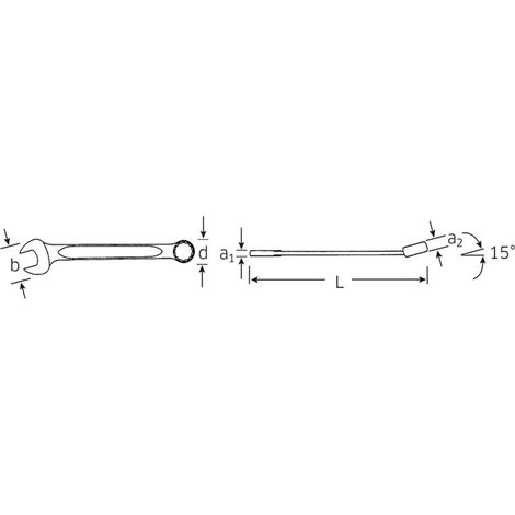 Clé à fourche en acier OPEN-BOX SW.28 mm L.320 mm (1/2)