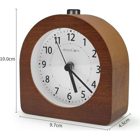 royaluxe - Réveil Voyage Bois Réveil Éclairé Analogique Silencieux Sans Tick Aiguille Horloge Rising Sonore Alarme - Bois Noir (1/3)