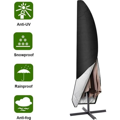 Couverture pour Parasol, 265cm Jardin Parasol Couverture/Housse de Protection pour Parasol Oxford Étanche, Noir A (1/5)