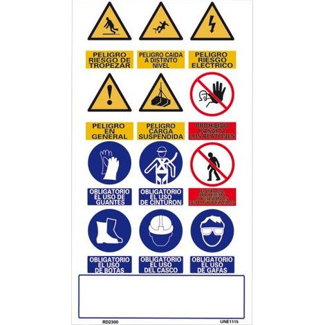 Cartel múltiple señal de obligación con tintas UV mm SEKURECO                         600 x 800 mm                          PVC 3 mm (1/2)