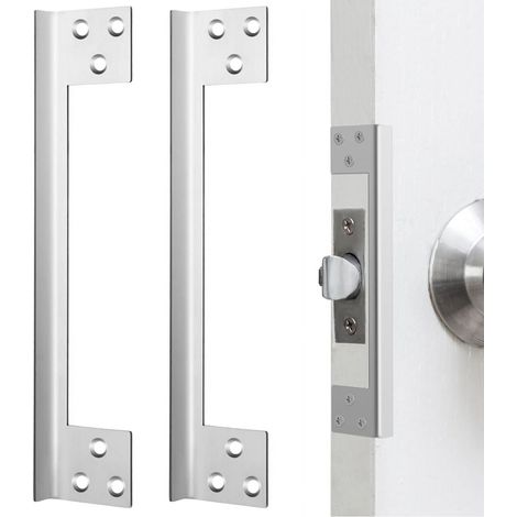 Plaque De Protection Pour Verrou De Porte - Acier Inoxydable L Forme 28 Cm - Pour Portes Extérieures Ouvertes Vers L Extérieur - 2 Pièces (1/5)