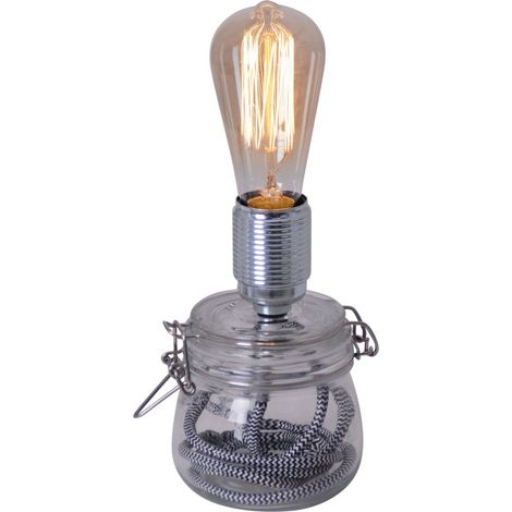 Lampe de table LED en verre transparent , luminaire à poser hauteur 11 cm avec ampoule - PANGIVO (1/3)