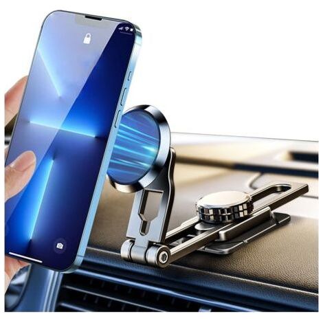 ALLIANDISSupport magnétique pour téléphone de voiture, support magnétique universel rotatif à 360° pour tableau de bord, support pliable avec bras en alliage d'aluminium (1/5)