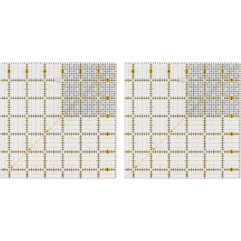 Lot double 2 réglettes de coupe acrylique bicolores avec lignes quadrillées pour patchwork couture (1/5)