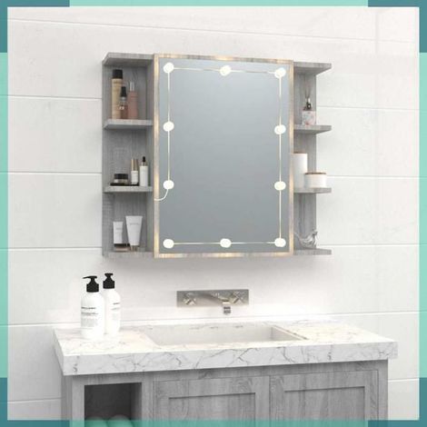 820452 Armoire à miroir avec LED Sonoma gris 70x16,5x60 cm (1/5)