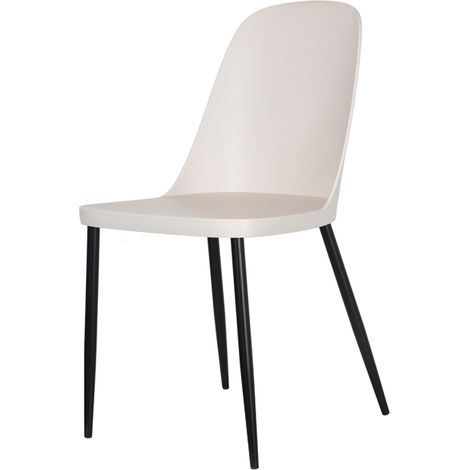Duo Chair Plastic Seat with Metal Legs (Set of 2) - L53.5 x W46 x H84 cm - Calico/Black - Flat Packed