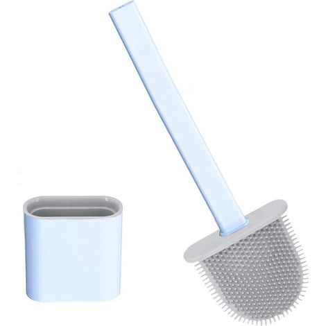 Cepillo Para Inodoro De Silicona Flexible - Mango Largo Antideslizante - Montaje En Pared - Blanco - Unidad (1/5)