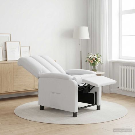 vidaXL Recliner Blanco Tela (1/5)