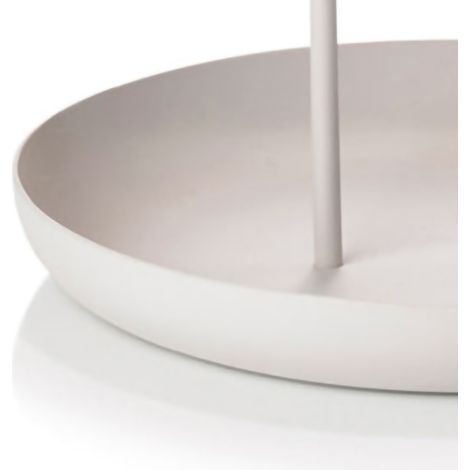 Plateau de service rond en métal, portable, à poser sur une table, style moderne et épuré, avec poignée, gris. (1/5)