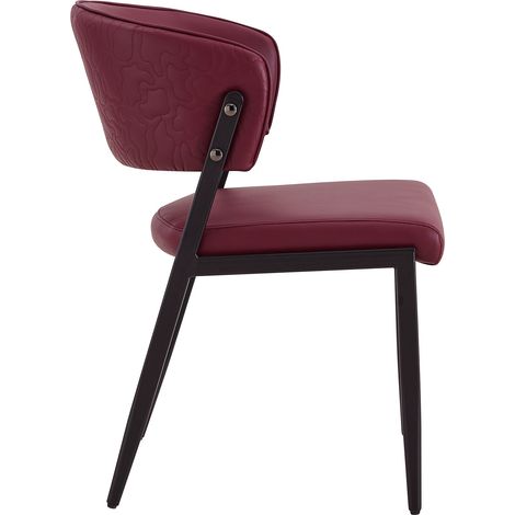 Silla de comedor moderna de piel sintética con estructura metálica y respaldo ergonómico, roja (1/5)