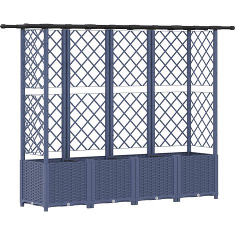 Fioriera da giardino Letto Rialzato con Griglia e Tetto Grigio 202 x 40 x 136 cm PP (1/5)