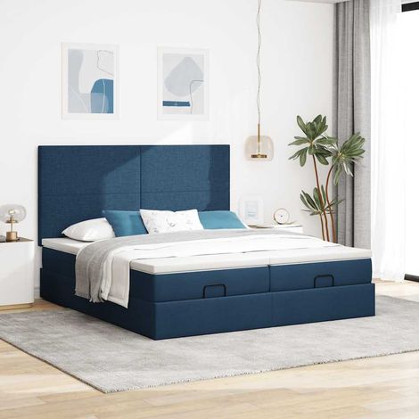 Maison Exclusive - Struttura Letto Pouf con Materassi Blu 180x200cm in Tessuto