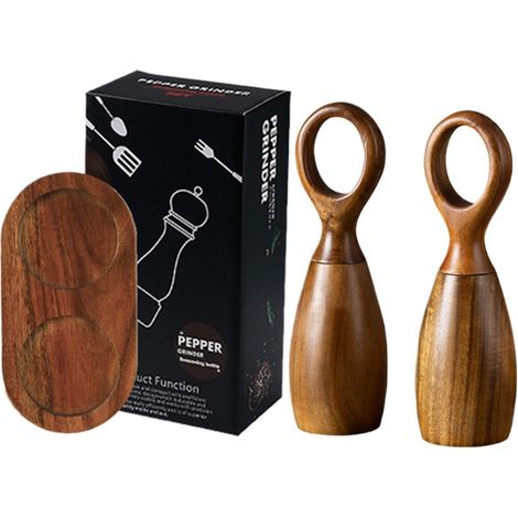 Moulins à sel et poivre manuels, 15x18,6x7,5 cm, bois (1/5)